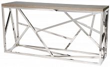 консоль geometric 180x50x90 хром, коричневая столешница в Сочи