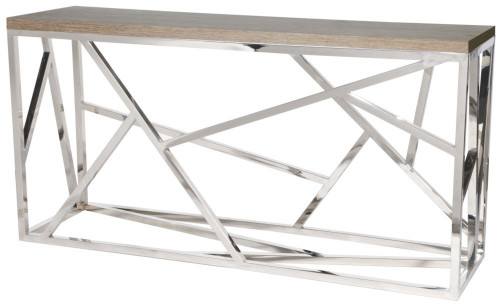 консоль geometric 180x50x90 хром, коричневая столешница в Сочи