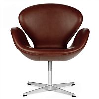 кресло swan chair кожа коричневое в Сочи