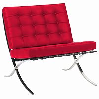 кресло barcelona chair кожа красное в Сочи