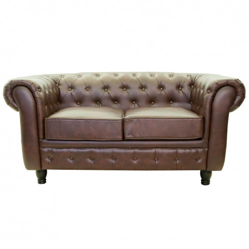 диван chesterfield двухместный прямой коричневый в Сочи