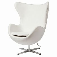 кресло egg chair кожа белое в Сочи