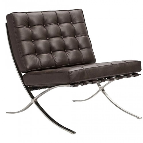 кресло barcelona chair кожа коричневое в Сочи