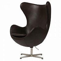 кресло egg chair кожа темно-коричневое в Сочи