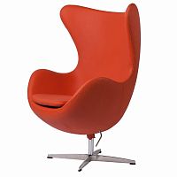 кресло egg chair кожа оранжевое в Сочи