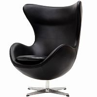 кресло с подлокотниками arne jacobsen style egg chair черное в Сочи