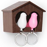 держатель+брелок для ключей двойной sparrow коричневый-белый-розовый в Сочи