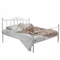 кованая двуспальная кровать 160х200 с двумя спинками белая оливия в Сочи