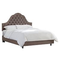 кровать двуспальная 180х200 серая с каретной стяжкой alina tufted smoke в Сочи