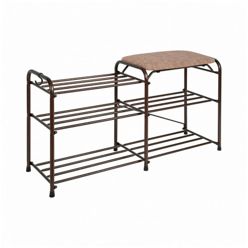подставка для обуви зми, 3-х полочная с бежевым сиденьем, медный антик, 89х30х48см. в Сочи