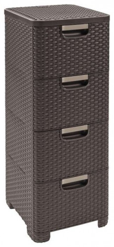 комод c 4 отделениями rattan style тёмно-коричневый в Сочи