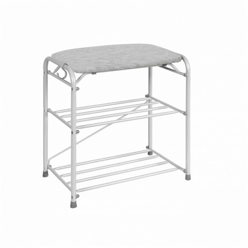 подставка для обуви зми, 3-х полочная 45 см, с сиденьем, цвет "белое серебро" в Сочи