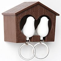 держатель+брелок для ключей двойной sparrow коричневый-белый в Сочи