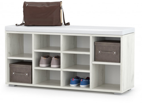 тумба для обуви лайт 08.56, цвет дуб крафт белый/белая искусственная кожа в Сочи