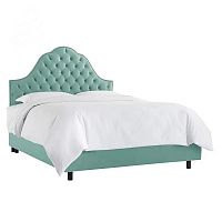 кровать двуспальная 160х200 голубая с каретной стяжкой alina tufted seafoam в Сочи
