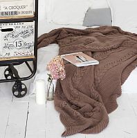 комплект плед с косами (180*220) и 2 наволочки (50*50) св. кофейный в Сочи