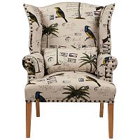 кресло мягкое с ушами quinn tufted armchair бежевое с рисунком в Сочи
