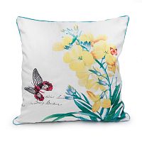 декоративная подушка белая с желтым цветком botanical style в Сочи