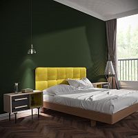 кровать двуспальная с мягким изголовьем 180x200 желтая tube в Сочи