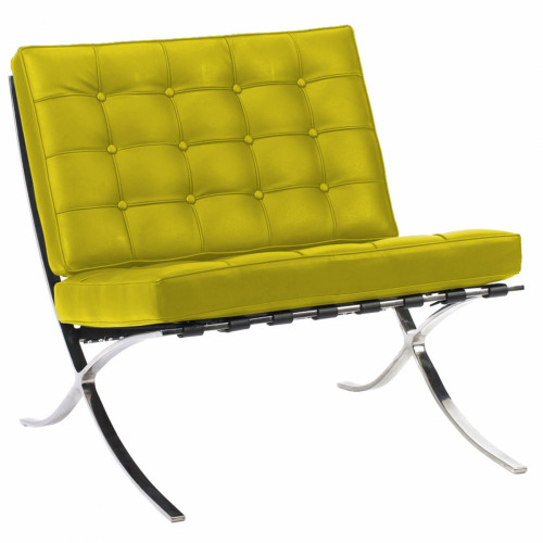 кресло barcelona chair экокожа лимонное в Сочи