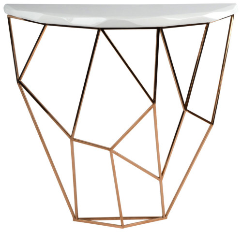 консоль geometric 100x38x90 золото, белая столешница в Сочи