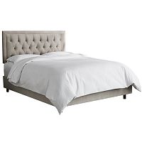 кровать двуспальная 160х200 серая с каретной стяжкой alix light gray в Сочи