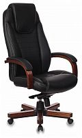 кресло для руководителя бюрократ бюрократ t-9923 walnut, обивка: натуральная кожа, цвет: кожа (black) в Сочи