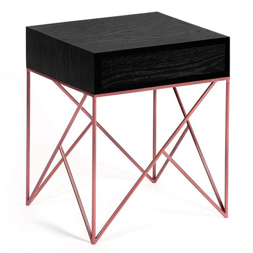 прикроватная тумба с ящиком prince черный дуб и медь в Сочи