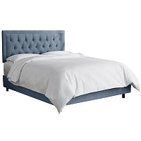 кровать двуспальная 180х200 голубая с каретной стяжкой alix steel blue в Сочи