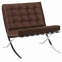 кресло barcelona chair экокожа коричневое в Сочи
