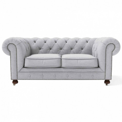 диван chesterfield lux двухместный прямой светло-серый в Сочи